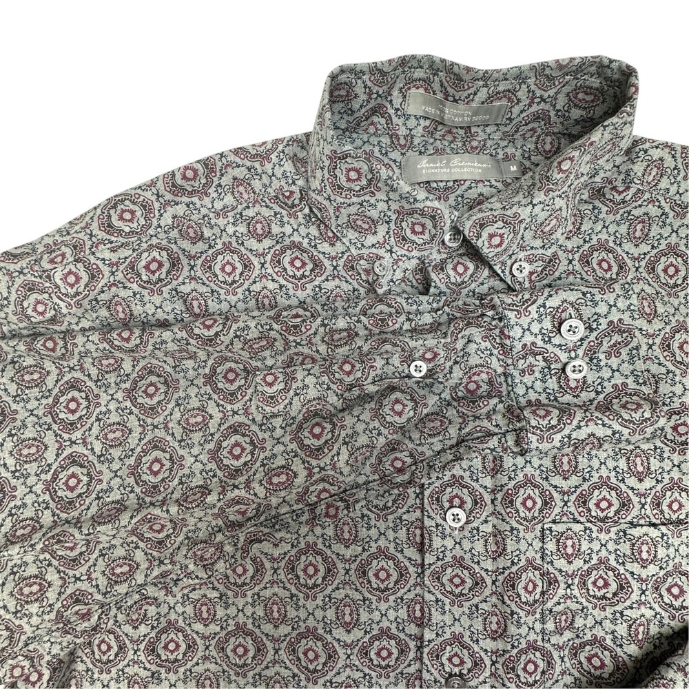 Daniel Cremieux Shirt Mens Medium Gray Paisley Cotton Button Up Long Sleeve